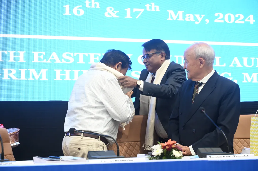 Member, NEC Sh. Longki Phangcho is being welcomed by Secreta
